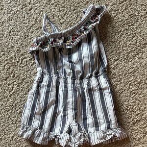 Janie and Jack Black and White Striped Romper